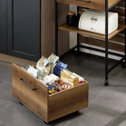 Desserte Cuisine Roulante,Meuble Rangement Roulettes,2 Tiroirs, Noyer naturel,FKW118-PF SoBuy