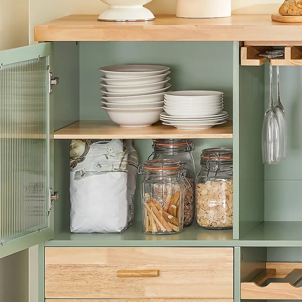 Desserte Cuisine Roulettes, Îlot Buffet,2 Portes,2 Tiroirs, Porte-Bouteilles, FKW114-GR SoBuy