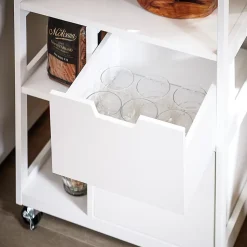 Desserte Cuisine Roulettes,Îlot Buffet,2 Tiroirs,3 Etagères,Support Épices,FKW111-WN SoBuy