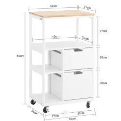 Desserte Cuisine Roulettes,Îlot Buffet,2 Tiroirs,3 Etagères,Support Épices,FKW111-WN SoBuy