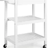 Desserte de Cuisine à 3 Niveaux avec Tiroir et Étagères Chariot avec Plan de Travail en Bambou Blanc