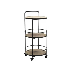 Desserte de Cuisine 3 Niveaux "Arex" 82cm Naturel & Noir