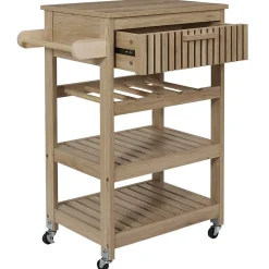 Desserte de cuisine 3 plateaux et 1 tiroir Saulk en bois