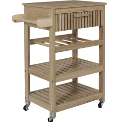 Desserte de cuisine 3 plateaux et 1 tiroir Saulk en bois