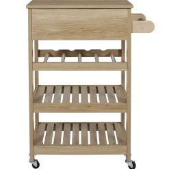 Desserte de cuisine 3 plateaux et 1 tiroir Saulk en bois