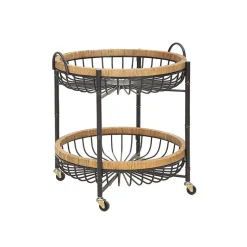 Desserte de Cuisine à Roulettes "Cebu" 62cm Noir & Naturel