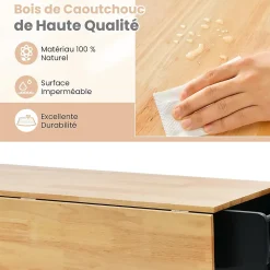 Desserte de Cuisine à Roulettes 130x74x90CM avec Plateau Pliable Porte Bouteilles 2 Armoires à Portes Poignée Noir