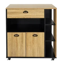 Desserte de cuisine Chef sur roulettes - Ette Bois et Noir