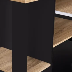 Desserte de cuisine COSI bois noir et plateaux façon hêtre L.76 CM