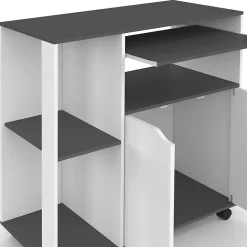 Desserte de cuisine COSI bois blanc et plateau gris L.76 CM