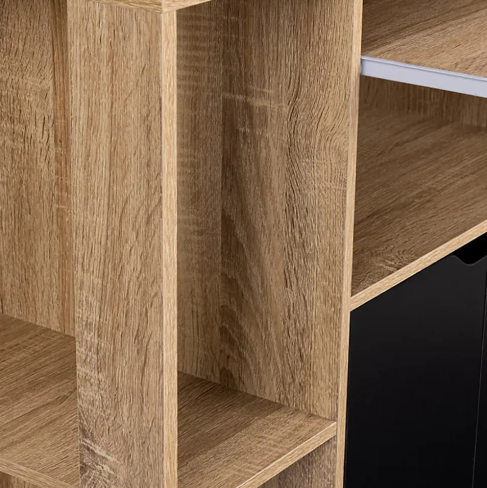 Desserte de cuisine COSI bois façon hêtre et portes noires L.76 CM