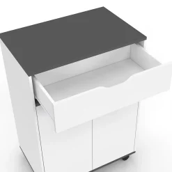 Desserte de cuisine COSY placard avec tiroir bois blanc et plateaux gris L.60 CM