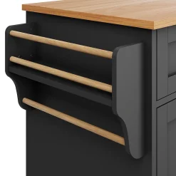 Desserte de Cuisine Moderne - Chariot de Cuisine Mobile avec Tiroirs et Rangements, Meuble MDF, 134x46x92 cm, Noir