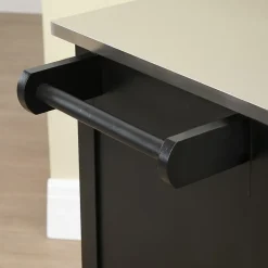 Desserte de cuisine multi-rangements 1 tiroir placard 2 portes avec étagère porte-torchons MDF noir acier inox.