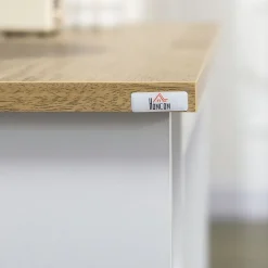 Desserte de cuisine multi-rangement porte grande niche 5 étagères 3 compartiments blanc aspect chêne clair