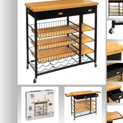 Desserte de cuisine Nera - Bambou et métal