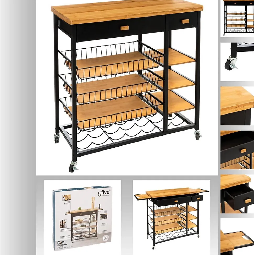 Desserte de cuisine Nera - Bambou et métal