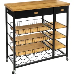 Desserte de cuisine Nera - Bambou et métal