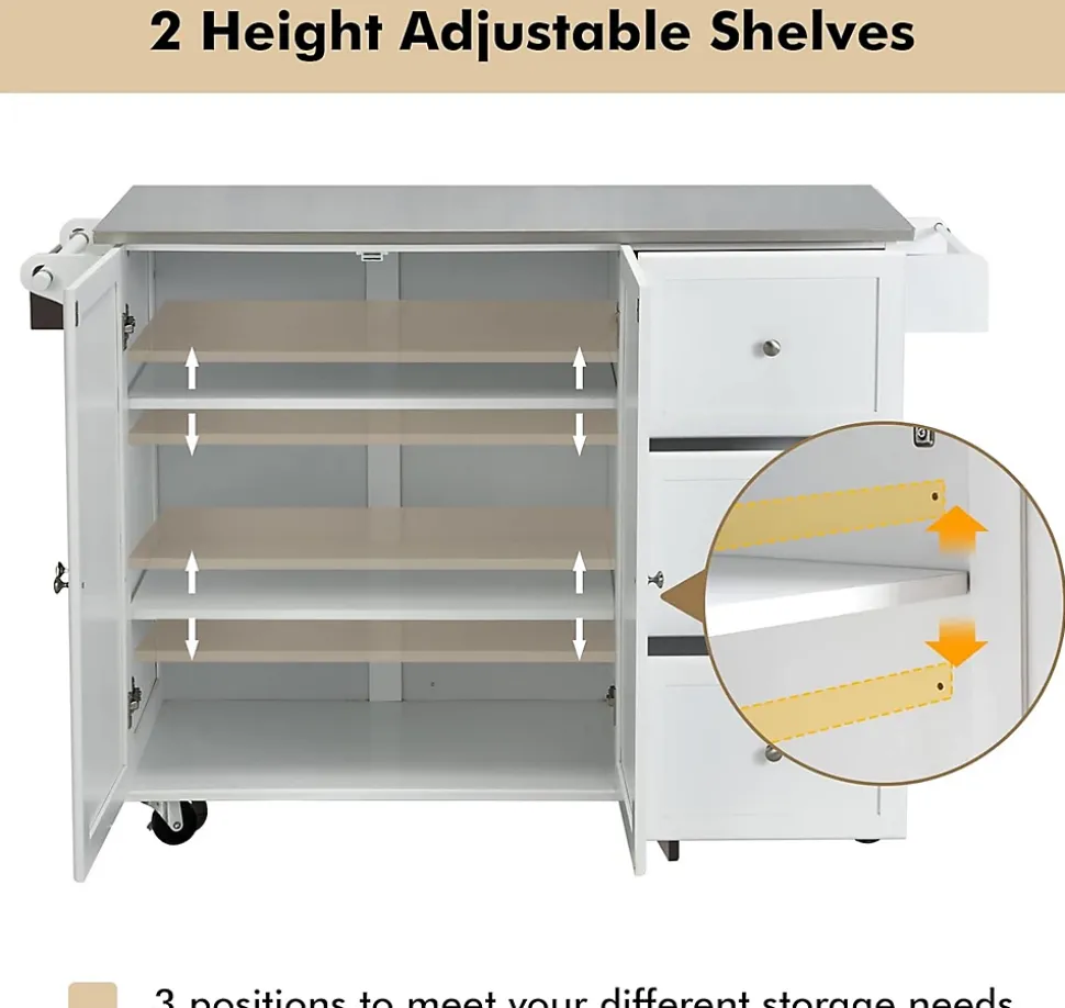 Desserte de Cuisine Placard à roulettes avec Support à épices et Porte Serviettes Blanc