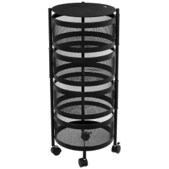 Desserte de cuisine ronde à 4 niveaux en métal Mayaj noir ,5Five