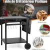 Desserte Jardin Chariot de Barbecue avec 2 Roues Desserte Extérieur pour Barbecue Noir