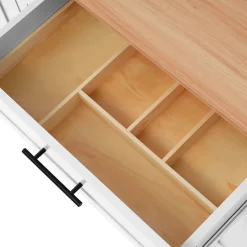 desserte Îlot de Cuisine avec Plateau Pliant et Tiroir, Table Roulante en MDF, 129 x 71 x 91,5 cm, Blanc