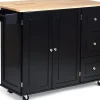 Desserte Îlot de Cuisine Desserte à roulettes avec 1 Armoire à 3 Niveaux et 3 Tiroirs avec 2 Planches et Plateau Pliable