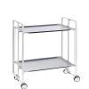Desserte pliante BAUHAUS avec roulettes, Structure blanche, 2 niveaux, 4 positions