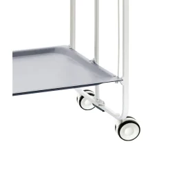 Desserte pliante BAUHAUS avec roulettes, Structure blanche, 2 niveaux, 4 positions