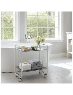 Desserte pliante BAUHAUS avec roulettes, Structure blanche, 2 niveaux, 4 positions
