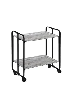 Desserte pliante BAUHAUS avec roulettes, Structure noire, 2 niveaux, 4 positions