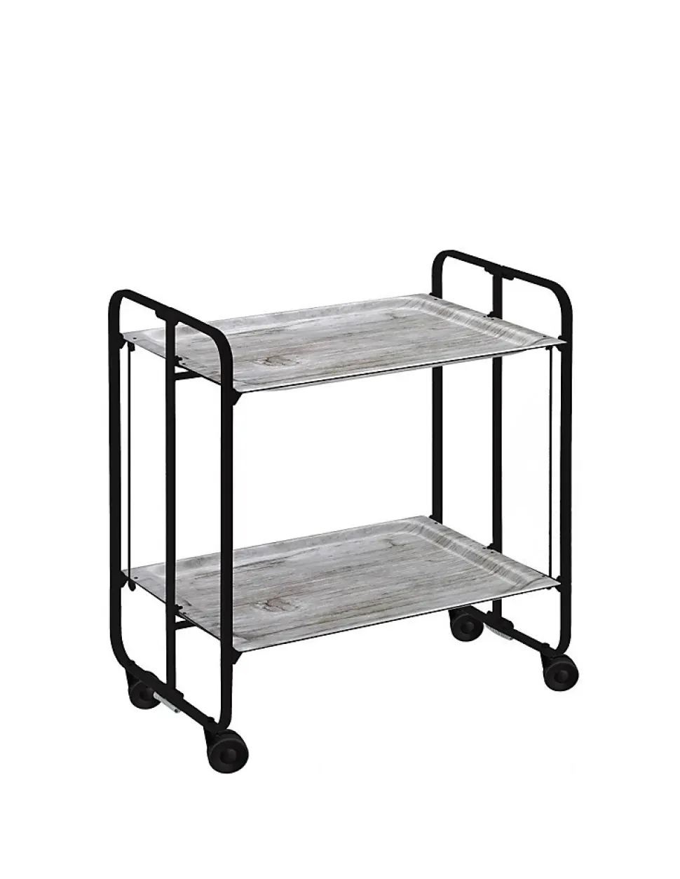 Desserte pliante BAUHAUS avec roulettes, Structure noire, 2 niveaux, 4 positions