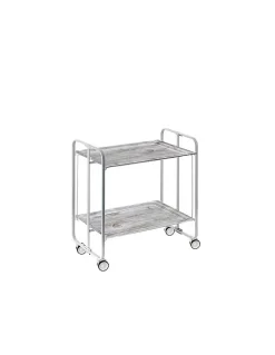 Desserte pliante BAUHAUS avec roulettes, Structure grise, 2 niveaux, 4 positions