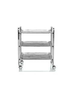 Desserte pliante BAUHAUS avec roulettes, Structure chromée, 3 niveaux, 3 positions