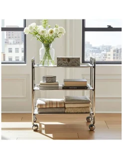 Desserte pliante BAUHAUS avec roulettes, Structure chromée, 3 niveaux, 3 positions