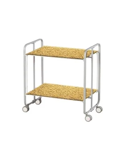 Desserte pliante BAUHAUS avec roulettes, Structure grise, 2 niveaux, 4 positions