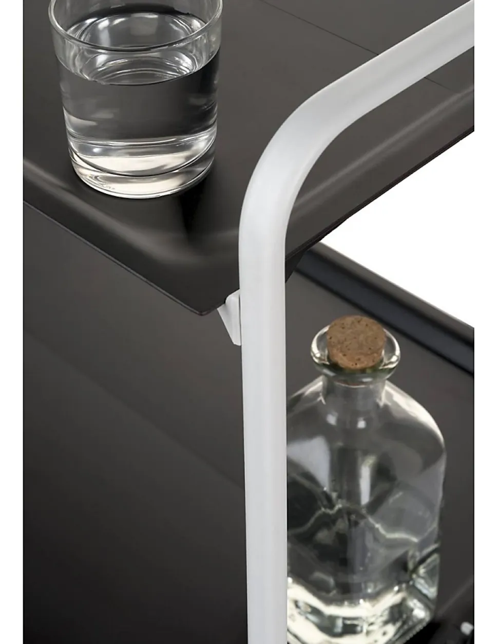 Desserte pliante BAUHAUS avec roulettes, Structure blanche, 2 niveaux, 4 positions