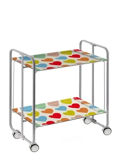 Desserte pliante BAUHAUS avec roulettes, Structure grise, 2 niveaux, 4 positions