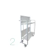 Desserte pliante BAUHAUS avec roulettes, Structure grise, 2 niveaux, 4 positions