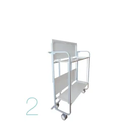 Desserte pliante BAUHAUS avec roulettes, Structure grise, 2 niveaux, 4 positions