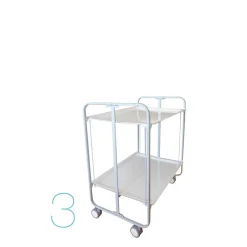 Desserte pliante BAUHAUS avec roulettes, Structure grise, 2 niveaux, 4 positions