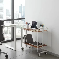 Desserte pliante BAUHAUS avec roulettes, Structure grise, 2 niveaux, 4 positions