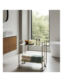 Desserte pliante BAUHAUS avec roulettes, Structure couleur sable, 2 niveaux, 4 positions