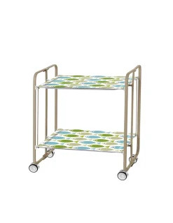 Desserte pliante BAUHAUS avec roulettes, Structure couleur sable, 2 niveaux, 4 positions