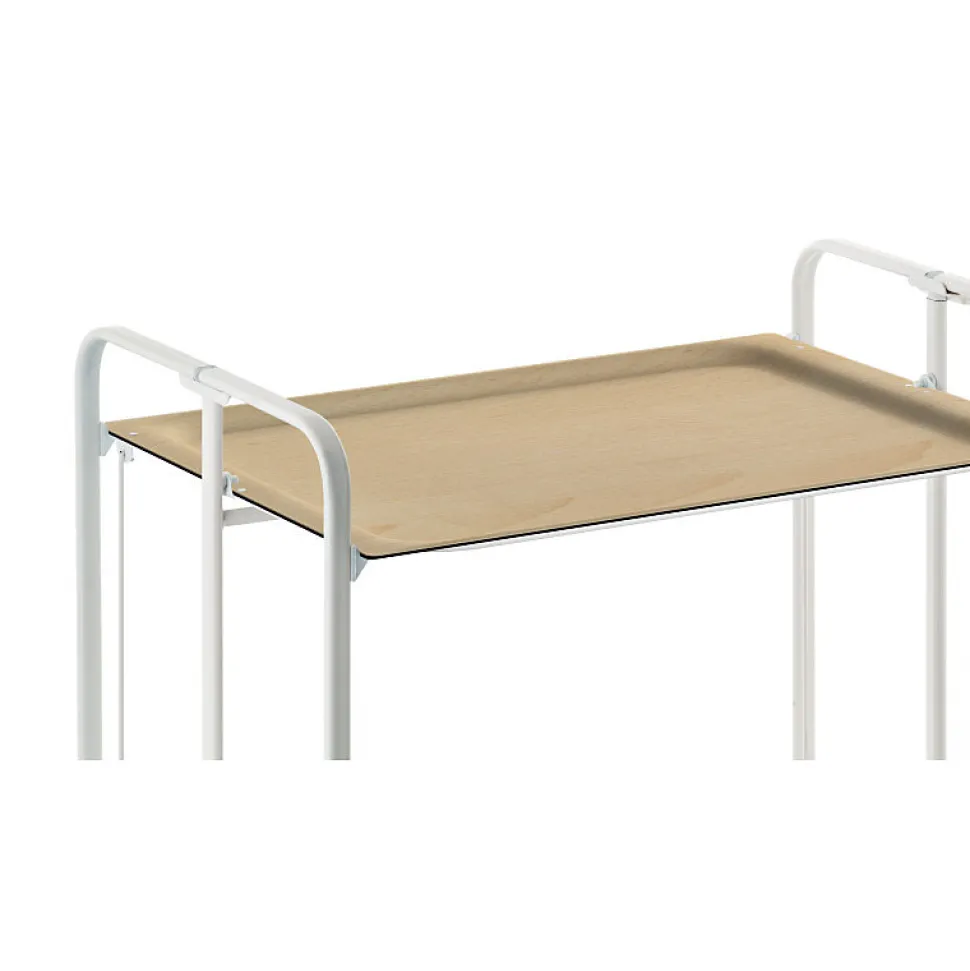 Desserte pliante BAUHAUS avec roulettes, Structure blanche, 2 niveaux, 4 positions
