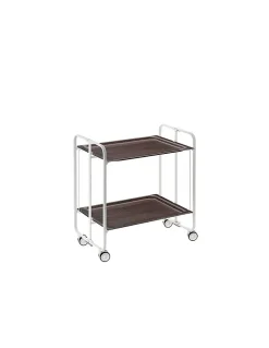 Desserte pliante BAUHAUS avec roulettes, Structure blanche, 2 niveaux, 4 positions