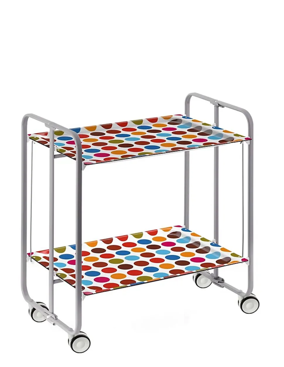Desserte pliante BAUHAUS avec roulettes, Structure grise, 2 niveaux, 4 positions