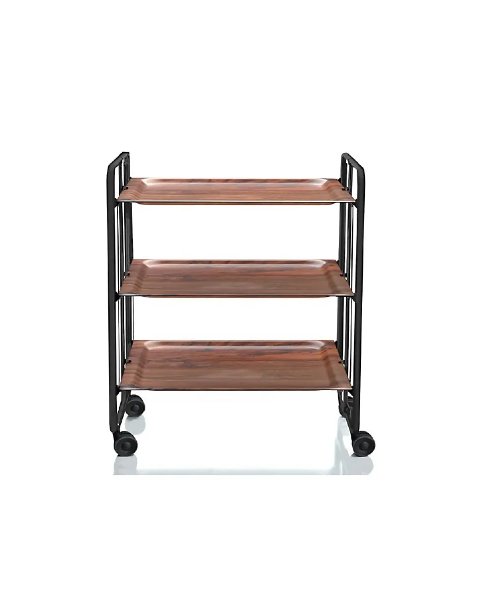 Desserte pliante BAUHAUS avec roulettes, Structure noire, 3 niveaux, 3 positions