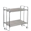 Desserte pliante BAUHAUS avec roulettes, Structure chromée, 2 niveaux, 4 positions