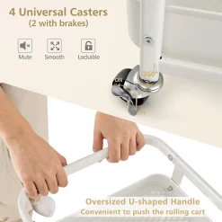 Desserte Roulant à 3 Niveaux Chariot de Rangement et d Organisation avec Double Panneaux Perforés 2 Paniers Blanc